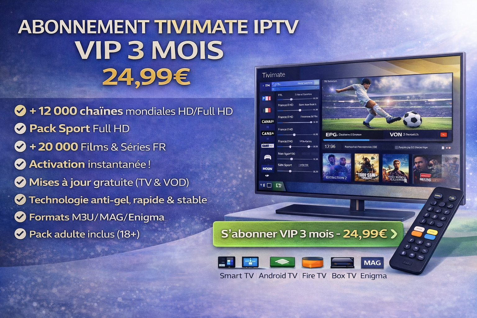 Abonnement Tivimate IPTV